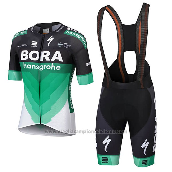 2018 Abbigliamento Ciclismo Bora Verde Manica Corta e Salopette